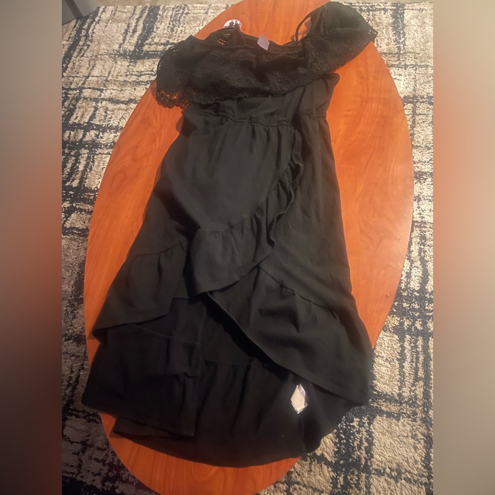 No Boundaries Black One-Shoulder Ruffle Dress